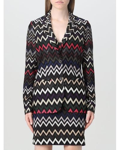 Missoni Knitted Blazer With Contrasting Pattern - Black