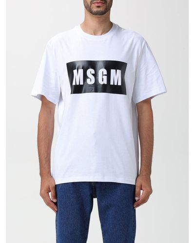 MSGM T-shirt in cotone con logo stampato - Bianco
