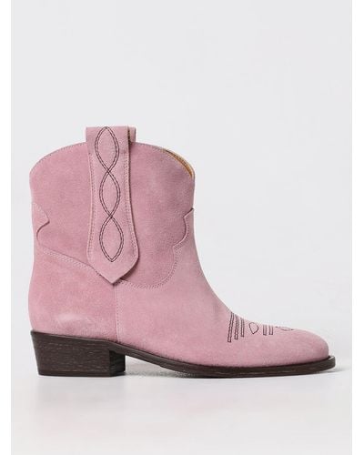 Via Roma 15 Flat Ankle Boots - Pink