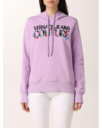 Versace Cotton Sweatshirt With Logo - Pink