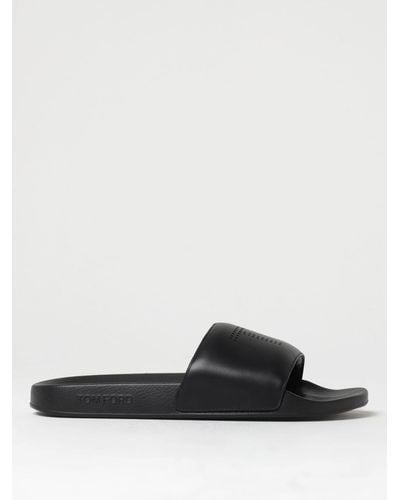 Tom Ford Slides In Leather And Rubber - White