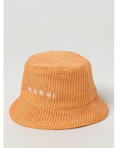 Marni Cappello in rafia intrecciata - Arancione