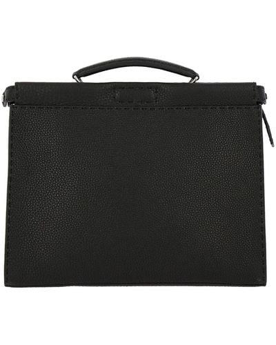 Fendi Monster Eyes Small Peekaboo Bag In Grained Leather With Internal Eyes Bag Bugs - Black