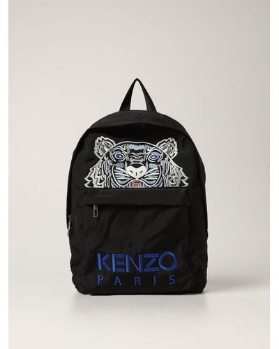 KENZO Backpack In Technical Canvas With Embroidered Tiger - Black