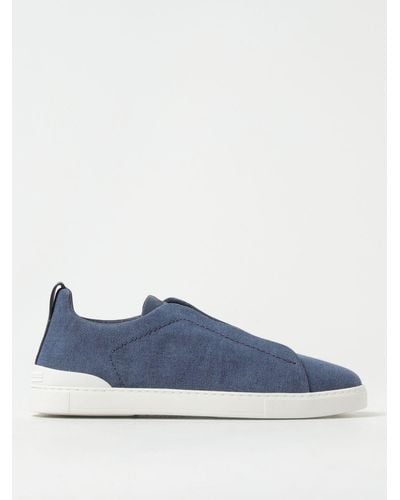 Zegna Sneakers Triple Stitch in canvas - Blu