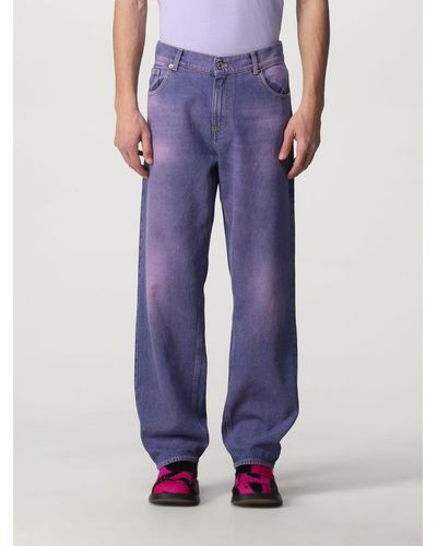 Paura Jeans In Faded Denim - Purple