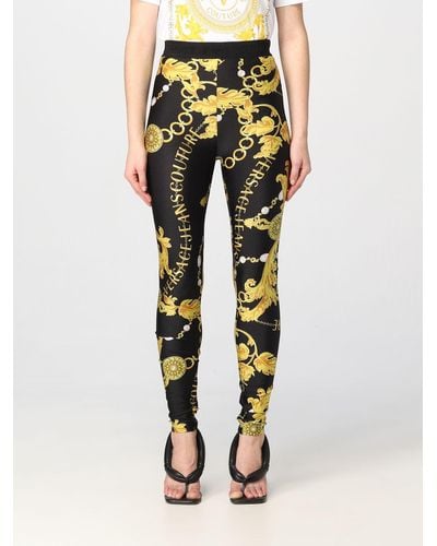 Versace Nylon leggings With Print - Black