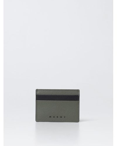 Marni Card Holder In Leather - Gray