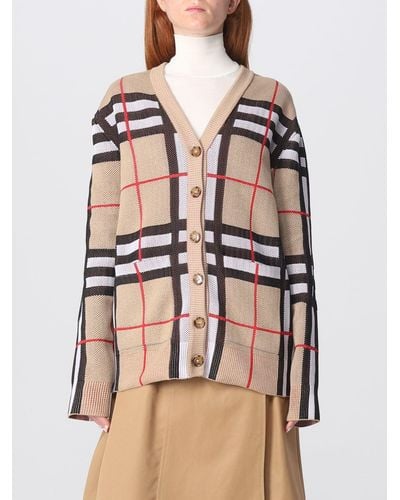 Burberry Cardigan In Stretch Nylon Blend - Natural