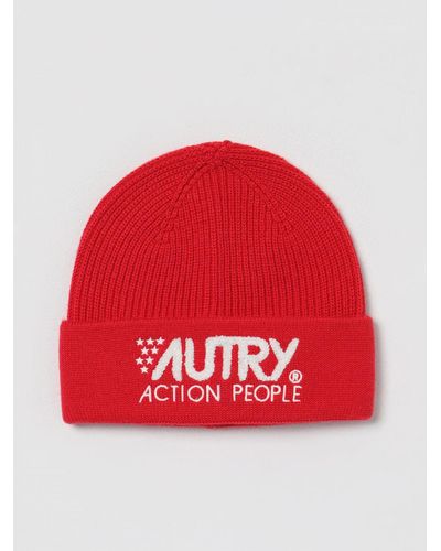 Autry Cappello in misto lana con logo ricamato - Rosso