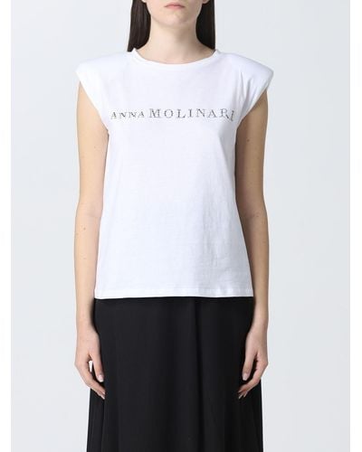 Anna Molinari T-shirt In Cotton With Logo - White