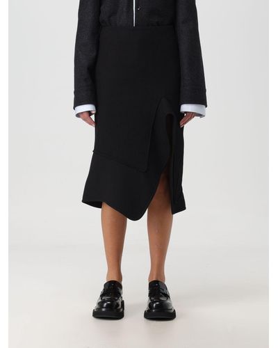 Bottega Veneta Skirt In Cotton And Wool Blend - Black