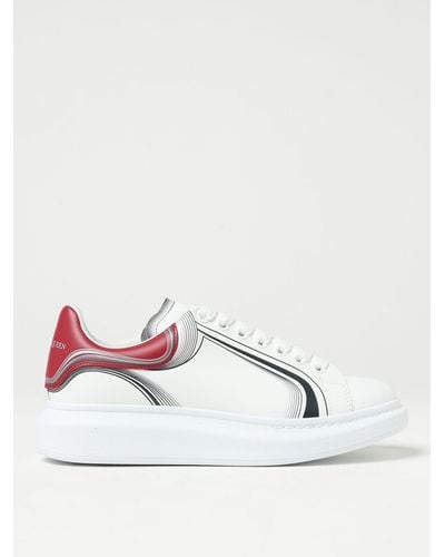Alexander McQueen Sneakers In Leather With Curve Tech Print - White