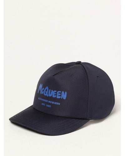 Alexander McQueen Graffiti Hat In Nylon - Blue