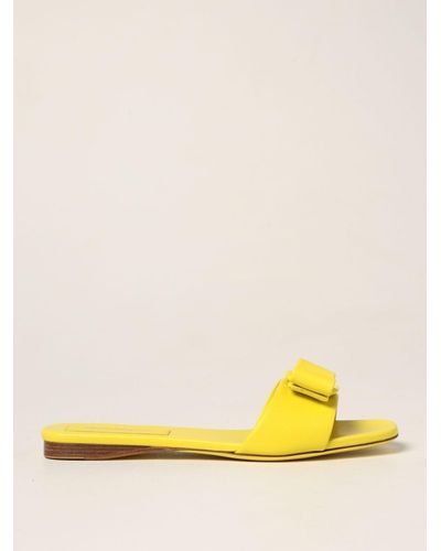 Ferragamo Vicky Nappa Leather Sandals - Yellow