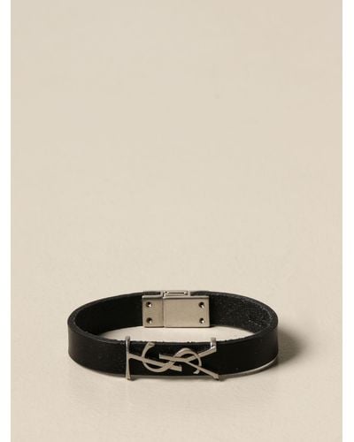 Saint Laurent Opyum Leather Bracelet With Ysl Monogram - Multicolor