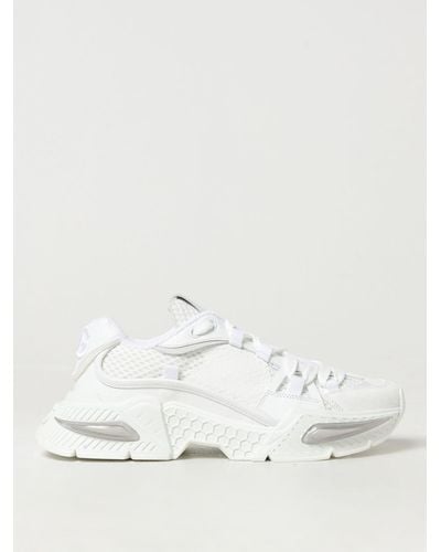 Dolce & Gabbana Airmaster Sneakers In Leather And Mesh - Natural