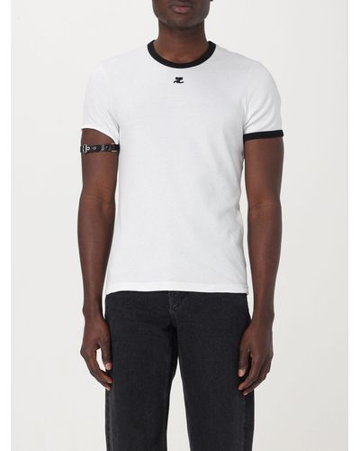 Courreges T-shirt in cotone con logo - Bianco
