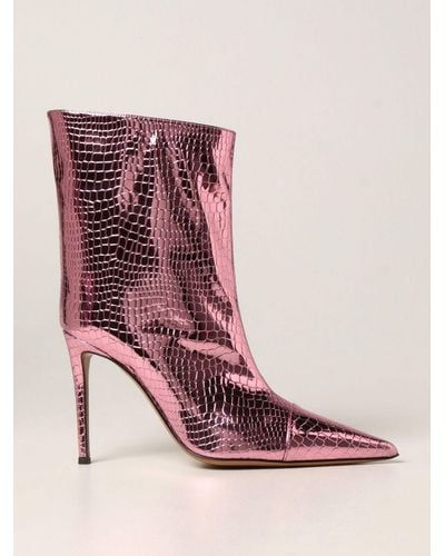 Alexandre Vauthier Ankle Boots With Python Print - Pink