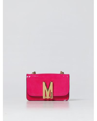 Moschino Mini M Patent Leather Bag - Pink