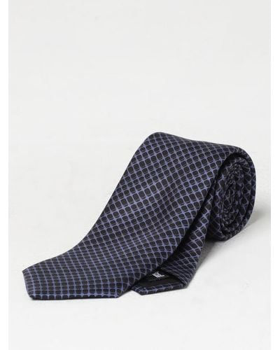 Emporio Armani Silk Tie With Jacquard Pattern - Blue