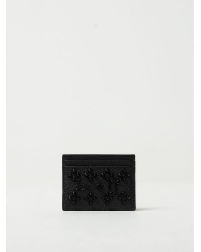 Christian Louboutin Credit Card Holder In Grained Leather - White
