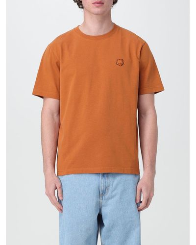 Maison Kitsuné T-shirt in jersey con patch - Arancione