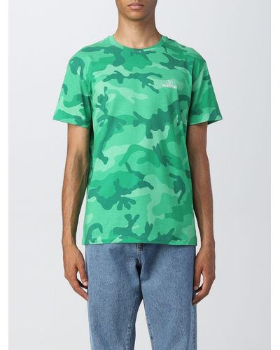 Valentino Camouflage T-shirt With Logo - Green