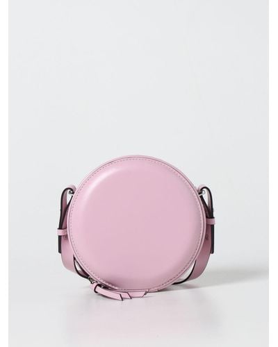 Ganni Round Bag In Smooth Leather - Pink