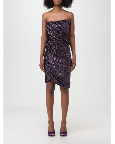 The Attico Dress In Sequined Fabric - Blue