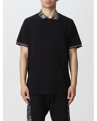 Versace Polo Shirt In Cotton - Black