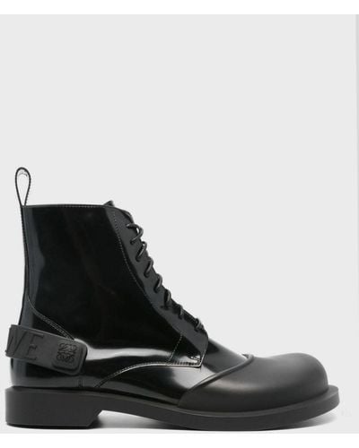Loewe Campo Lace-up Leather Boots - Black
