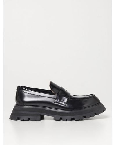 Alexander McQueen Moccasins In Brushed Leather - Black