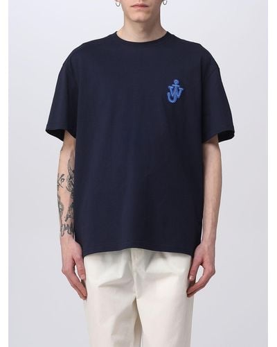 JW Anderson T-shirt con monogram a contrasto ricamato - Blu