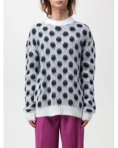Marni Sweater In Mohair Blend With Polka Dots - Grey