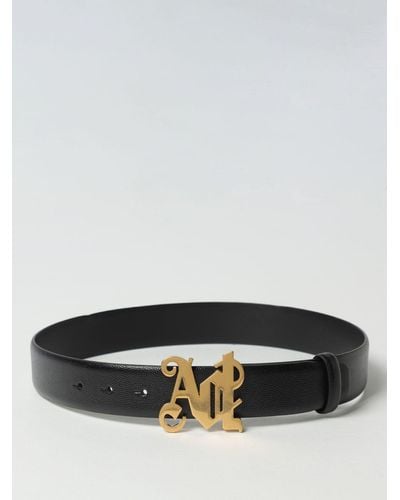 Palm Angels Belt In Grained Leather - Grey