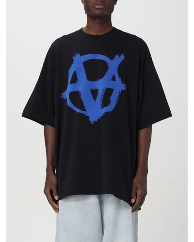 Vetements T-shirt in cotone con logo - Blu