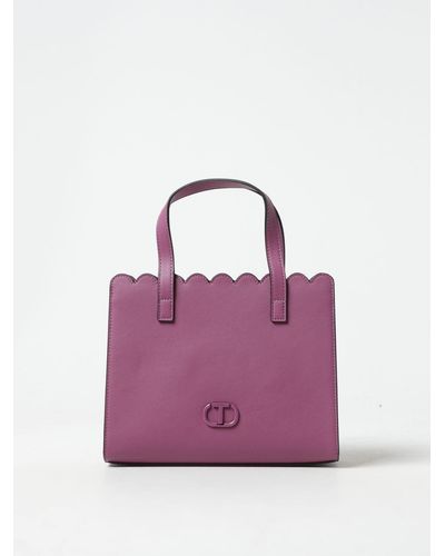 Twin Set Synthetic Leather Bag With Monogram - Purple