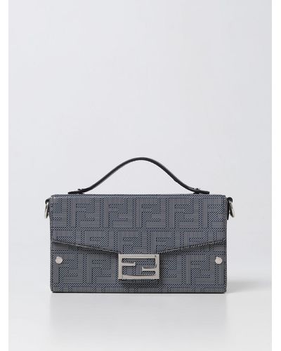 Fendi Baguette Soft Trunk Bag In Leather - Grey
