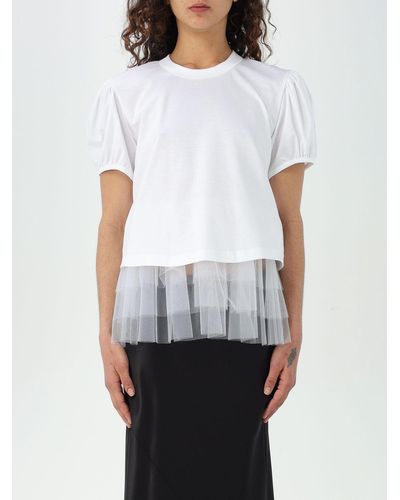 Noir Kei Ninomiya T-shirt in cotone e tulle - Bianco