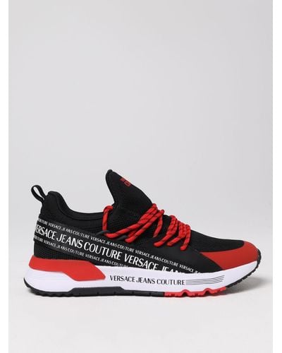 Versace Sneakers In Stretch Knit - Red