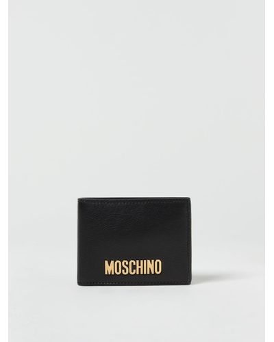 Moschino Portafoglio in pelle a grana con logo - Bianco