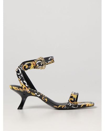 Versace Versace Patent Leather Sandals With All-over Baroque Print - Black