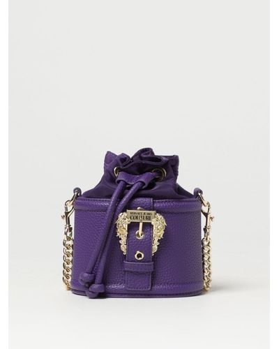 Versace Bag In Grained Synthetic Leather - Purple