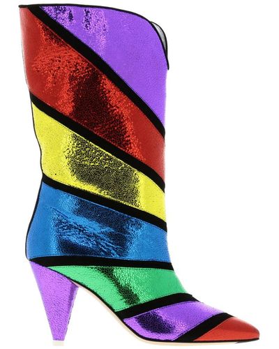 The Attico Lame' Nappa Betta Boots - Multicolor