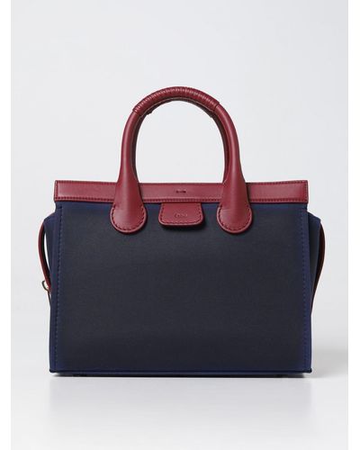 Chloé Edith Barbour X Bag In Cotton And Leather - Blue