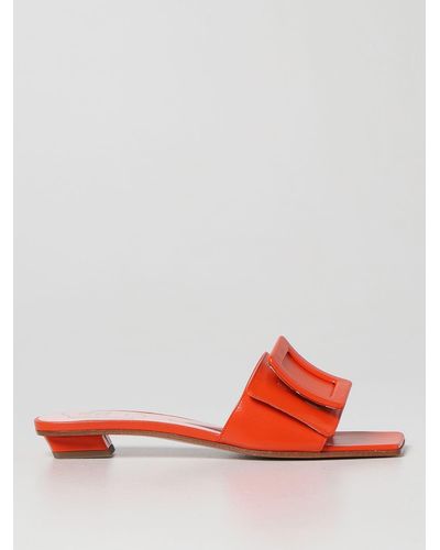 Roger Vivier Leather Mules - Red