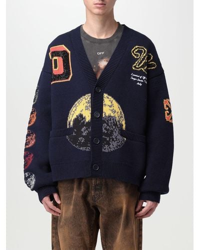 Off-White Wool Cardigan With Embroidered Monogram Black