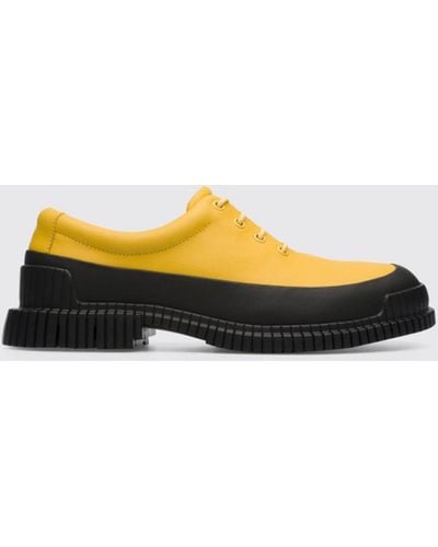Camper Pix Lace-up Shoe In Calfskin - Yellow