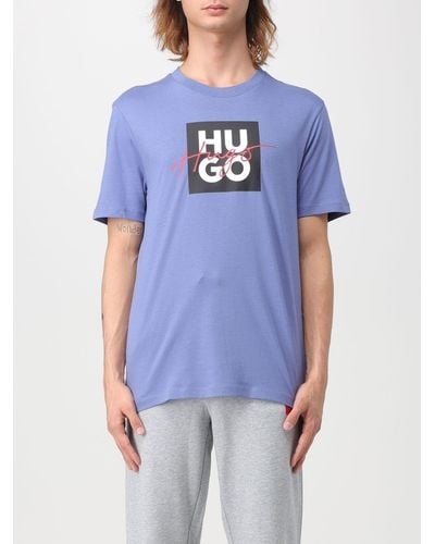 HUGO T-shirt Boss con stampa logo - Blu